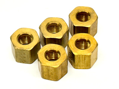 Parker 61CA-4 1/4'' OD Compression Tube Threaded Brass Short Nut LOT OF 5