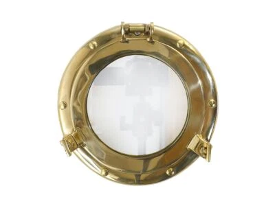 Runder Spiegel Wandspiegel Bullauge mit goldenen Messingrahmen D: 20 cm (10022) - Bild 1 von 2