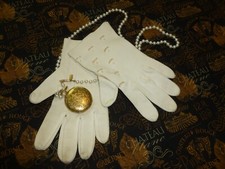 Vintage Gloves White Cotton Gloves Beaded Wedding-Bridal Costume