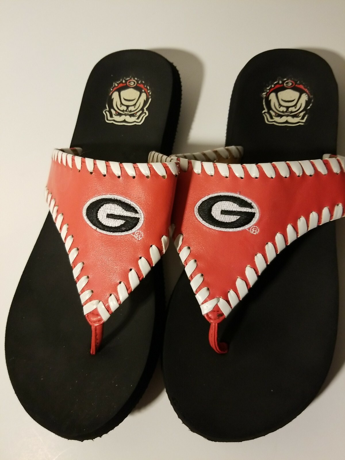 Women's Georgia Bulldog Flip Flops Size 7 Red and Black Slip on Sandals  Beach | eBay