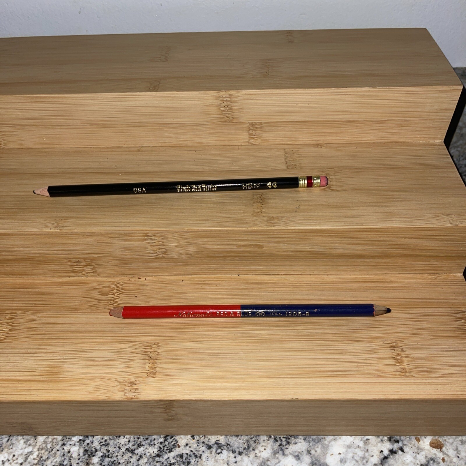 2 Pencils Rare National 1205-B RED & BLUE Pencil And Mirado Black Warrior-image