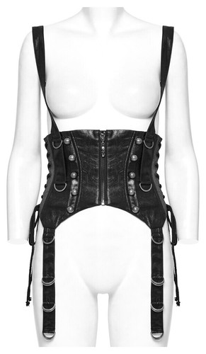 Punk Rave Women Black Gothic Punk Faux Leather Versatile Corset Waistband - Bild 15 von 22