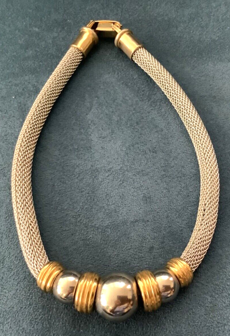 Unsigned Stainless Steel 3 Solid Roundd Beaded Ne… - image 2