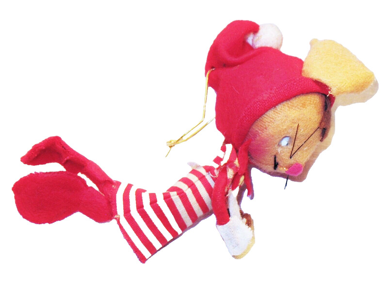Vintage ODD Pixie MOUSE Angel Elf Felt CHRISTMAS Ornament Mid Century ATOMIC Mod