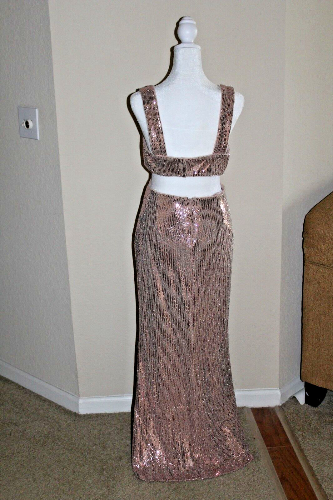 Stunning BCBGMAXAZRIA Cut Out Gown, Rose Gold, small. Perfect for NYE! 