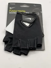 Nike Fundamental Women’s Gloves Half Finger Gym Weight Lifting Black Size Large