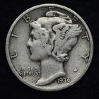 1936-S Mercury Silver Dime GOOD / VG FREE SHIPPING