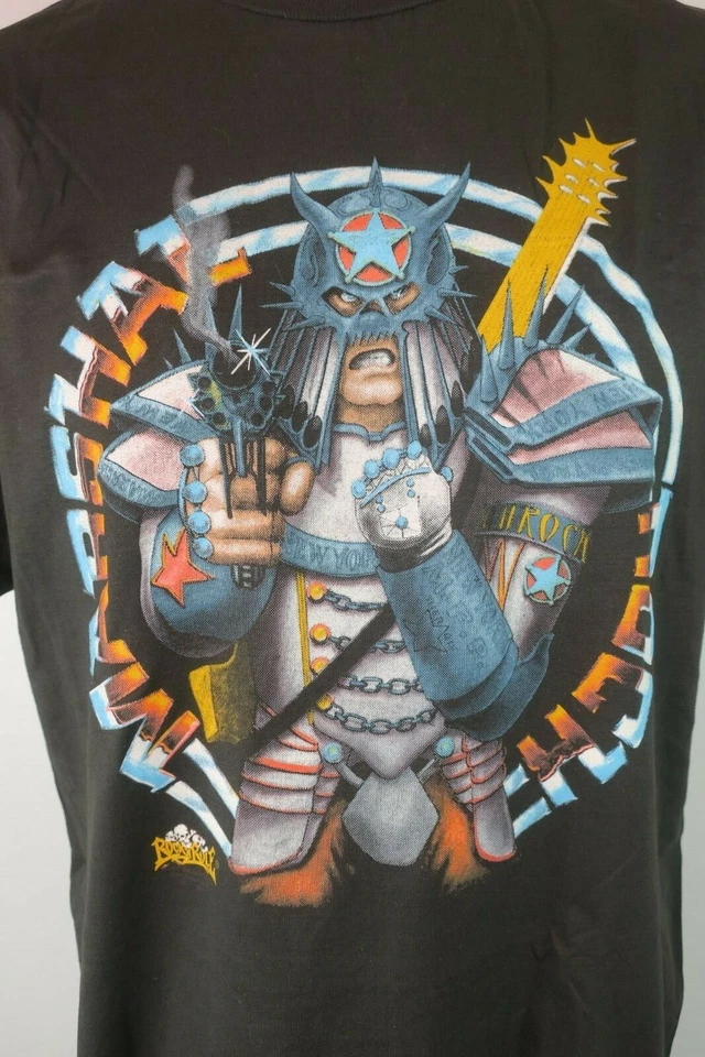 3D 1990 Emblema Just Brass Rock 'n Rule negro XL Deadstock Metal Punk De colección Foto 4 de 4