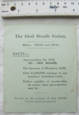 1930 Karte Ideal Benefizverein Wiederaneignungsanteile