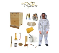BEEKEEPING STARTER KIT OZ ARMOUR COOL SUIT, GLOVES,  BEEHIVE FRAMES & TOOLS