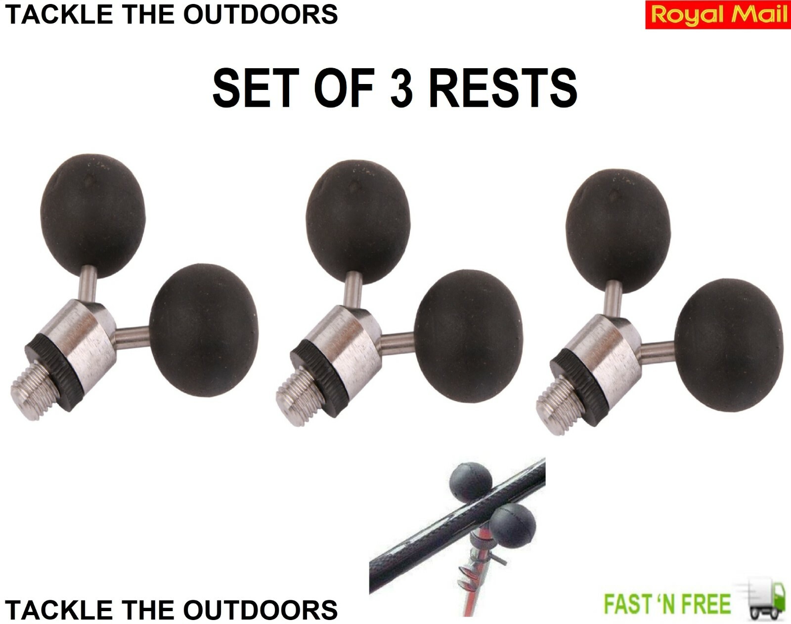 Carp Coarse Fishing Rod Butt Grips Rod Rests Twin Ball Rest For Bank Stick Pods