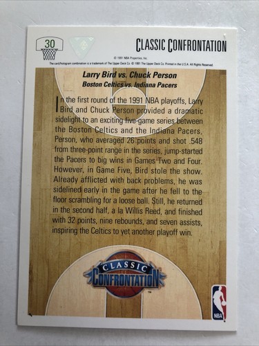 BIRD VS PERSON #30 EXCELLENT BEAUTIFUL 91-92 UPPER DECK CLASSIC CONFRONTATION - Picture 4 of 6