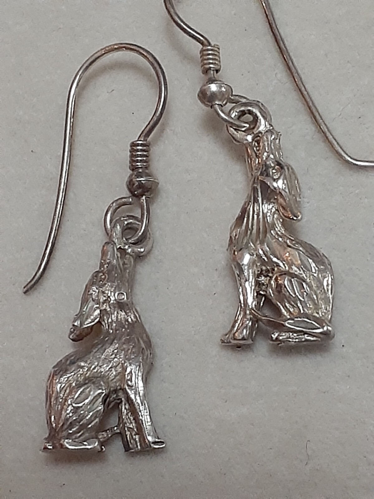 925 Howling Wolf 3D solid sterling silver dangle … - image 9