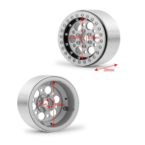 4x 2.2'' Metal Beadlock Wheel Rim For 1/10 Wraith D90 TRX-4 AX10 RR10 RC Crawler - Picture 8 of 12