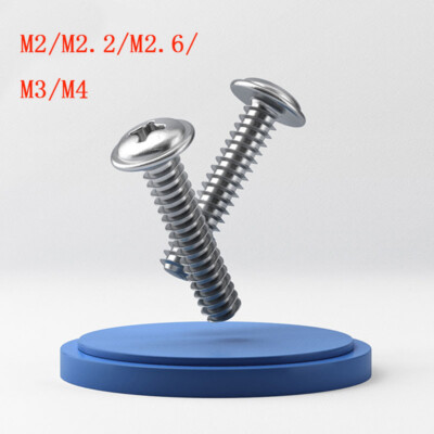 M2 - M4 Flanged Cross Flat Head Screw Tail Self-tapping Bolt A2 Stainless Steel