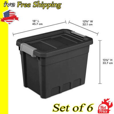 6pack Gallon Stacker Tote Plastic Container Storage Box