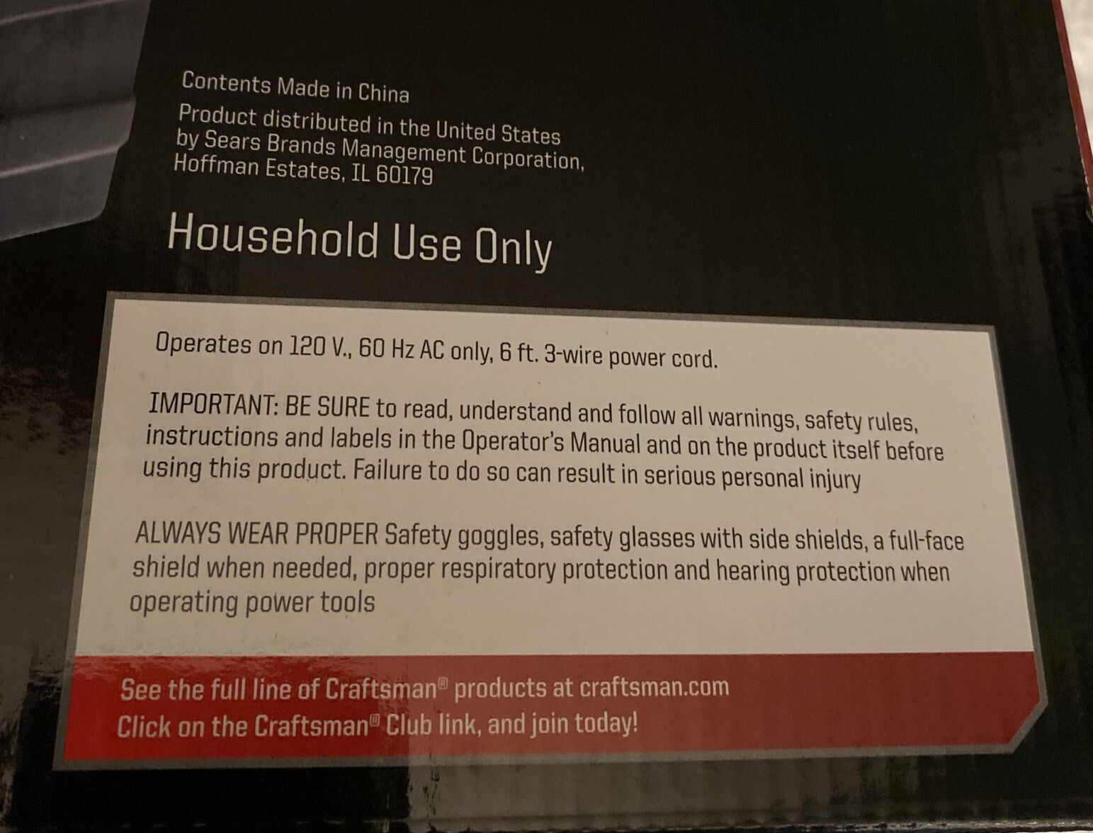 Craftsman Air Inflator Compressor 120V .60 SCFM 30 PSI Model75121