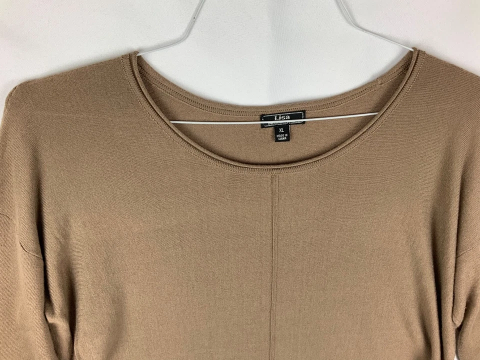 Top túnica marrón Lisa International para mujer camisa XL suéter súper suave Foto 2 de 4