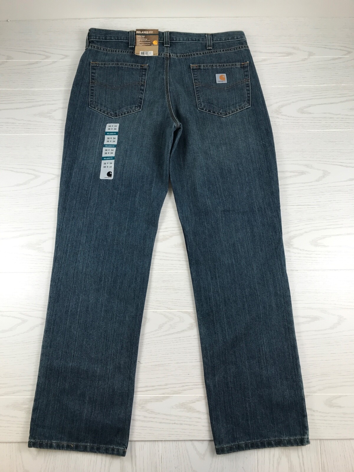 Carhartt Holter Jeans Mens 38x34 Blue Relaxed Fit Straight Leg Cotton
