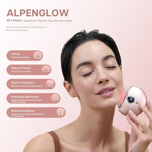 Alpenglow Electric Gua Sha Device, Rose Quartz Gua Sha Facial Tools with Heat... - Picture 2 of 6