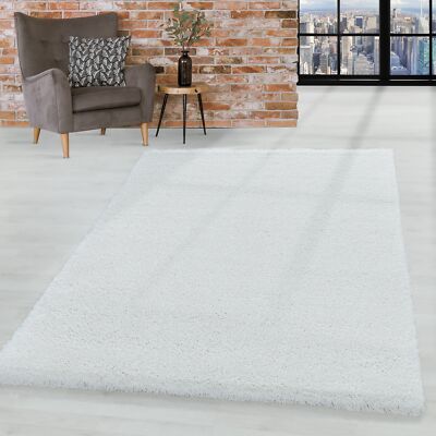 Shaggy Hochflor Teppich Wohnzimmerteppich Flor Super Weich Farbe Weiss