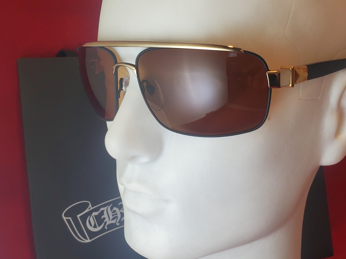 希少【CHROME HEARTS】Pen 15 Black 18k Gold Plated Rx メガネ Chrome Hearts Pen 15 Black / 18k Gold Plated Glasses - Box