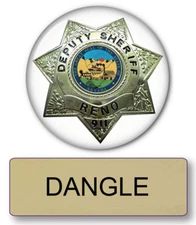 RENO 911 DANGLE NAME BADGE & Lieutenant 3" BUTTON HALLOWEEN COSTUME MAGNET BACK