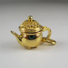 Sterling Silver TEAPOT Charm for Bracelet 14K GOLD VERMEIL Tea Party Gift OPENS!