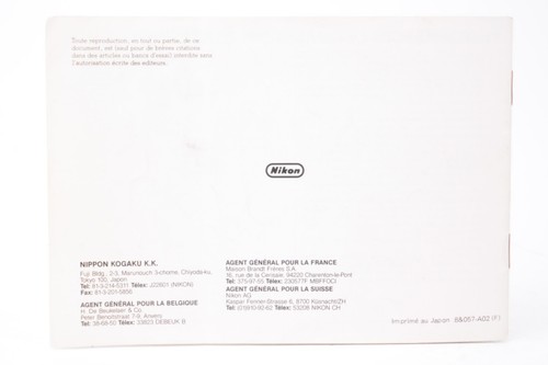 Mode d'emploi Nikon pour moteur MD-4 (Français). - Photo 3/3