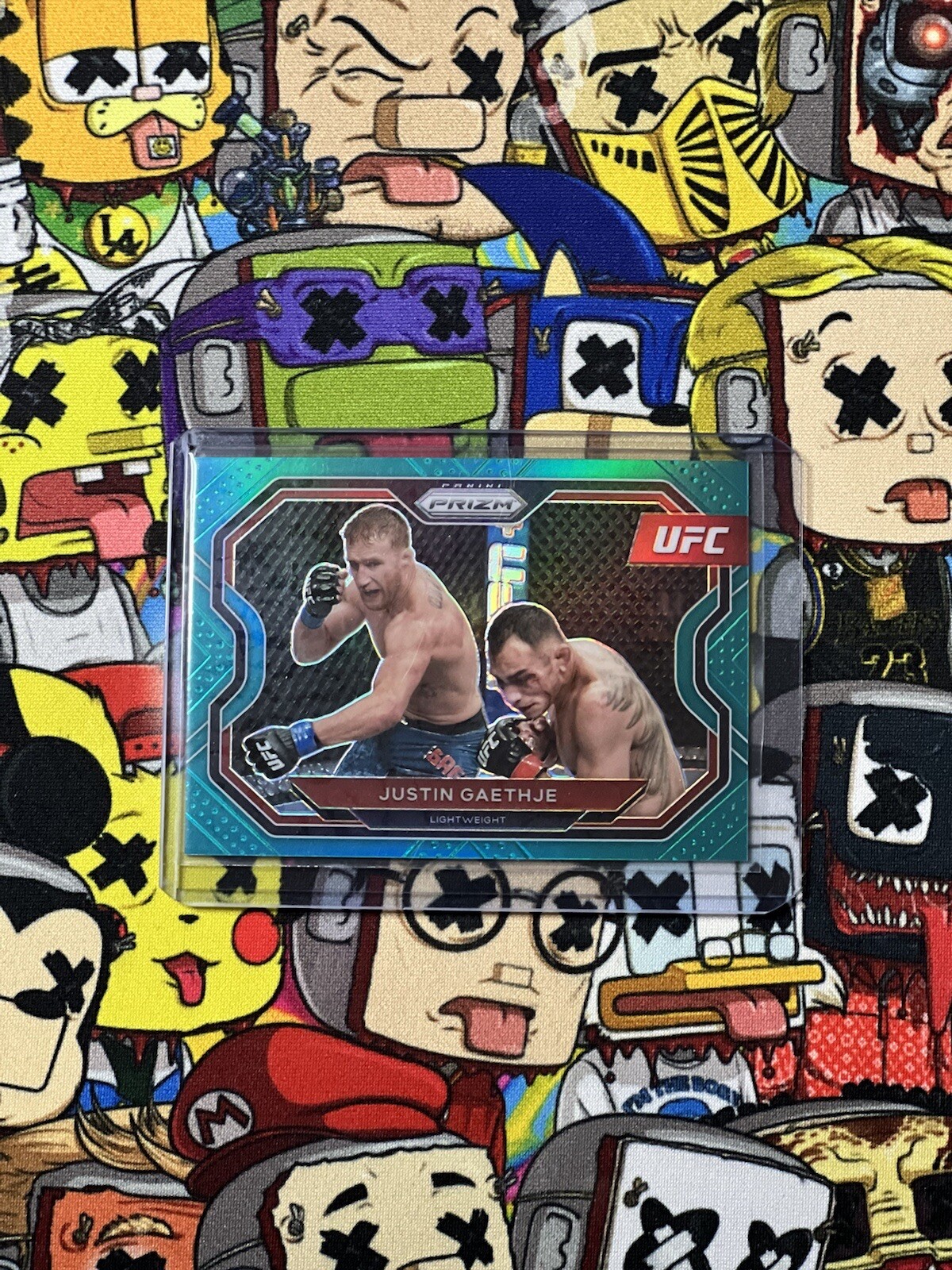 2021 UFC Panini Prizm Justin Gaethje Teal #06/49