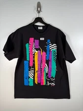 Vtg Gilda Marx Unisex Abstract Graphic Tee T Shirt Black Sz One Size 23x29 USA