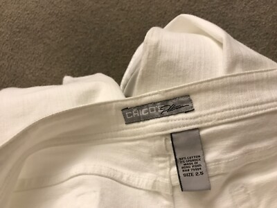 Jean Chico's Platinum Blanc Métallisé - Broderie Paillettes - Taille 12-14 (L) - Occasion TB