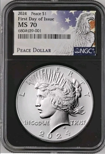 2024 Peace Silver Dollar Uncirculated NGC MS70  First  Day Issue, FDI  %Presale 