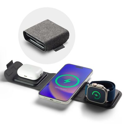 Mophie 3-in-1 Travel Charger with MagSafe - Fast Wireless Charging for iPhone,