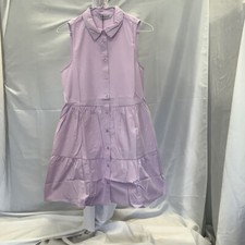 Stradivarius Women's Shirt Dress Pink Collared Buttons Sleeveless Tiered Sz S