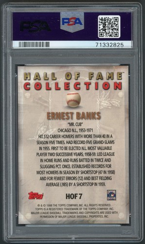Topps Ernie Banks Chicago Cubs 1999 #HOF7 PSA 8 casi nuevo-como nuevo Salón de la Fama - Imagen 2 de 2