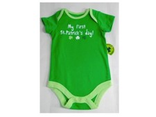NEW Baby Unisex Green "My First St. Patrick's Day" One Piece Irish Spring Outfit