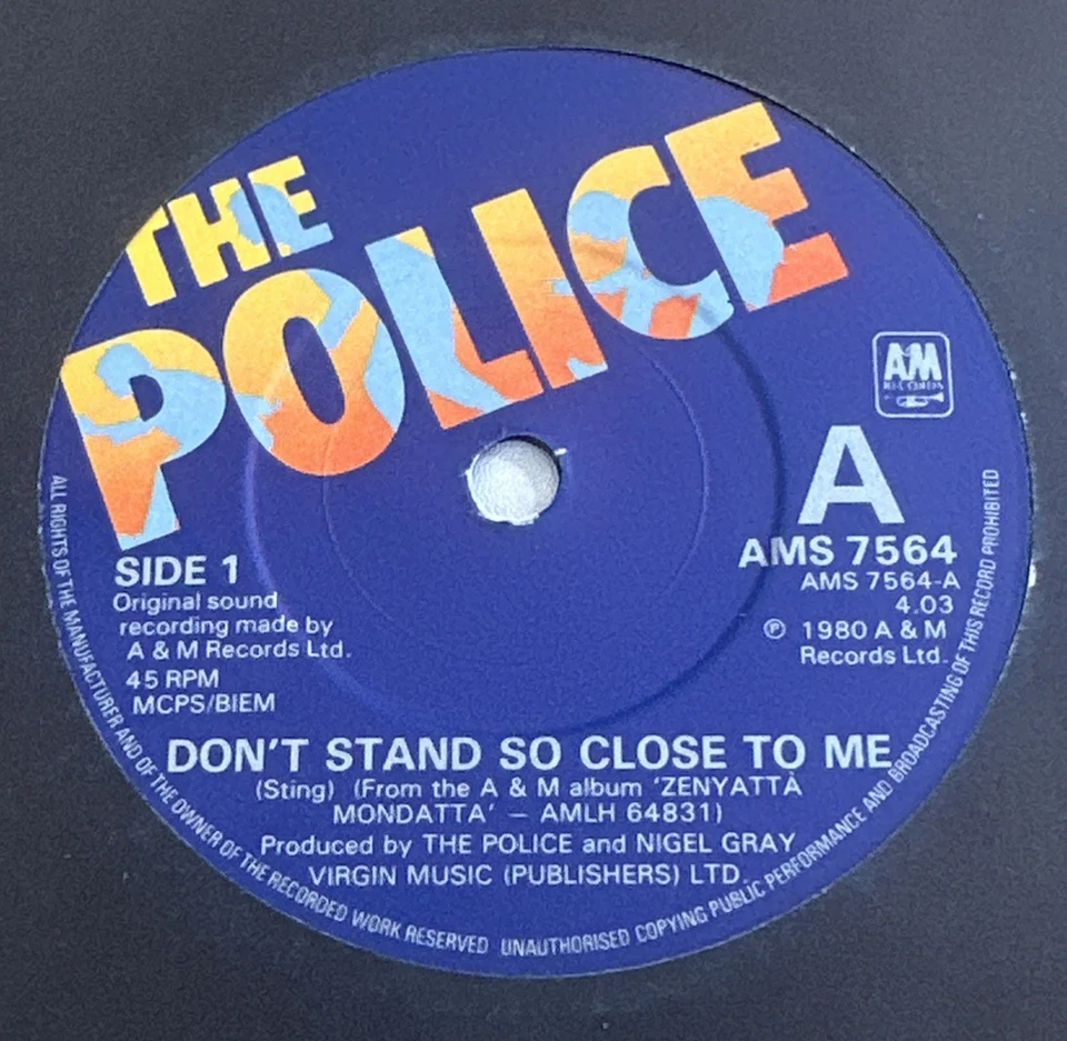 The Police ~ Don't stand so close to me 7” Vinyl Record EX / VG+ - Image 3 of 4