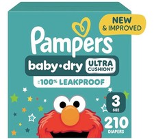 Pampers Diapers-Baby Dry - Size 3, 210 Count, Absorbent Disposable Infant Diaper 0.36 per diaper