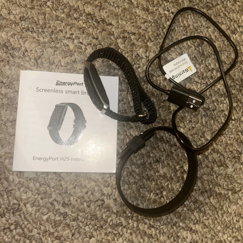 EnergyPort Smart Bracelet with Blood Oxygen/Blood Pressure Monitor, Black
