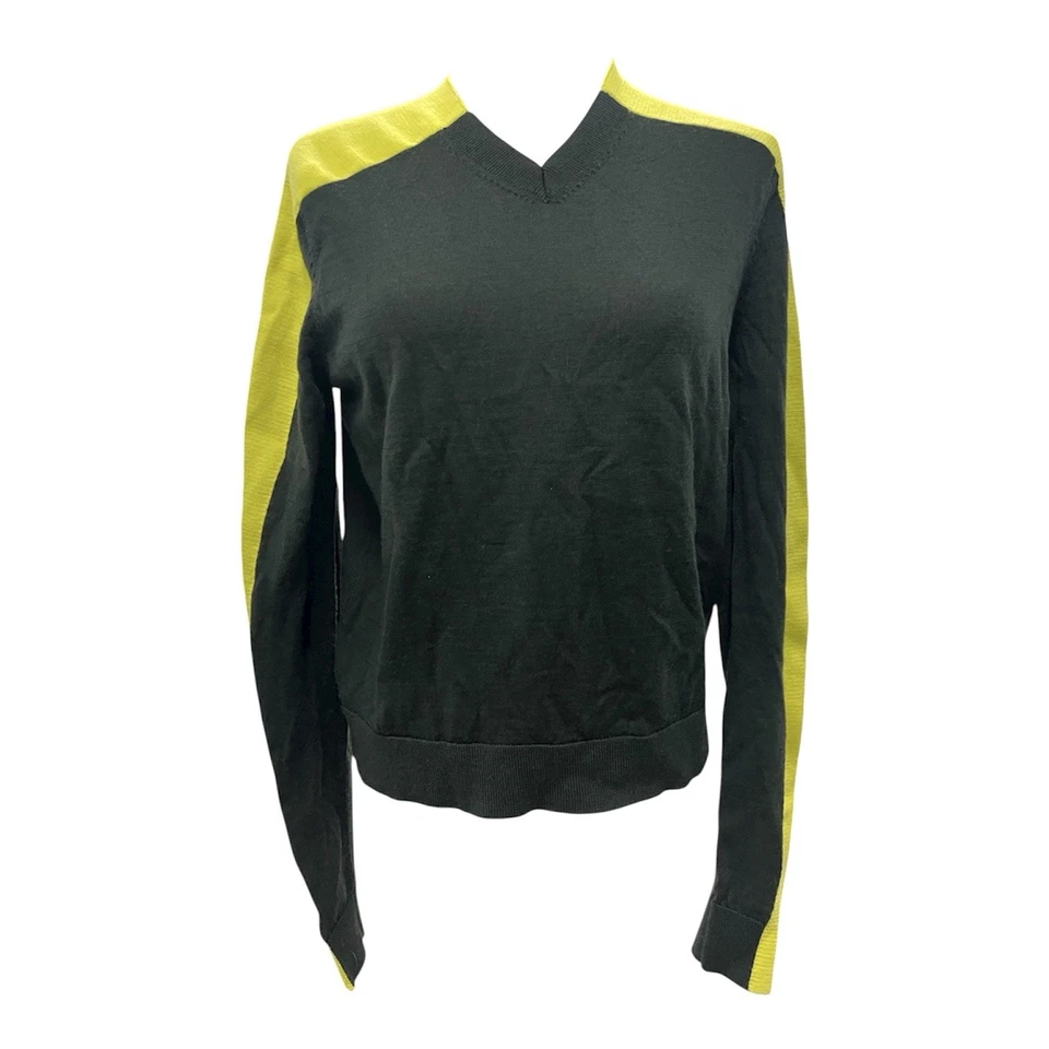 Suéter Para Mujer COS Color-Block 100% Lana Verde Ligero Cuello en V Talla MEDIANA Foto 2 de 4