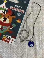 Evil Eye Necklace Protection Nazar Goodluck Choker and Evil Eye Bracelet Set