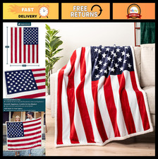 Patriotic American Flag Throw Blanket - Soft Reversible Microfiber Sherpa, 50x60