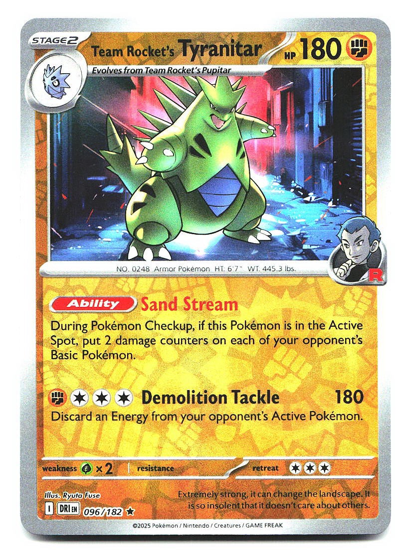 Team Rocket's Tyranitar SV10: Destined Rivals 096/182 Reverse Holo Pokemon NM