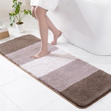 Exclusivo Mezcla 24x70 Non-Slip Microfiber Bath Rug Mat, Absorbent, Coffee