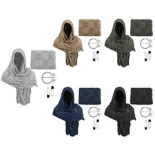 1Set Medieval Hooded Shawl Cowl Hood Scarf Brooch Paperclip Viking Half Cape