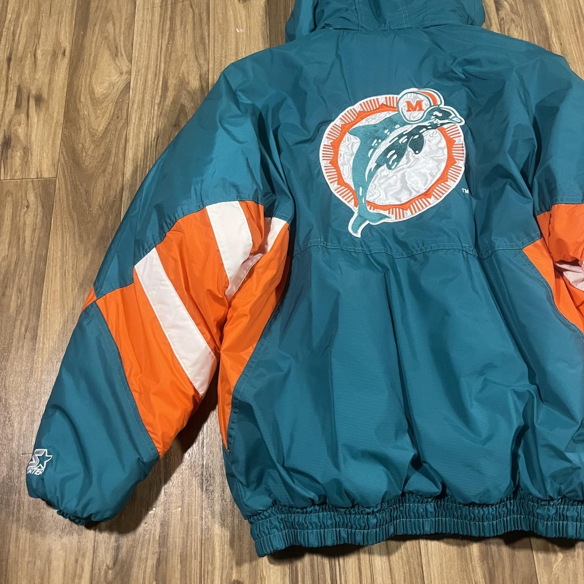 Vintage Miami Dolphins Jacket Mens Large Green NFL Football