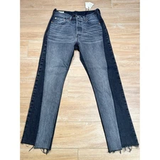 Levi's Premium High Rise Two Tone Column Jeans Denim  Raw Hem Sz 28