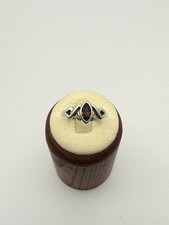 Sterling Silver Marquise Brown Gemstone Ring Size 6.5 Vintage Style