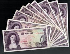 Colombia - Set 10 pcs - 2 Pesos 1976 Pick 413b in XF and UNC